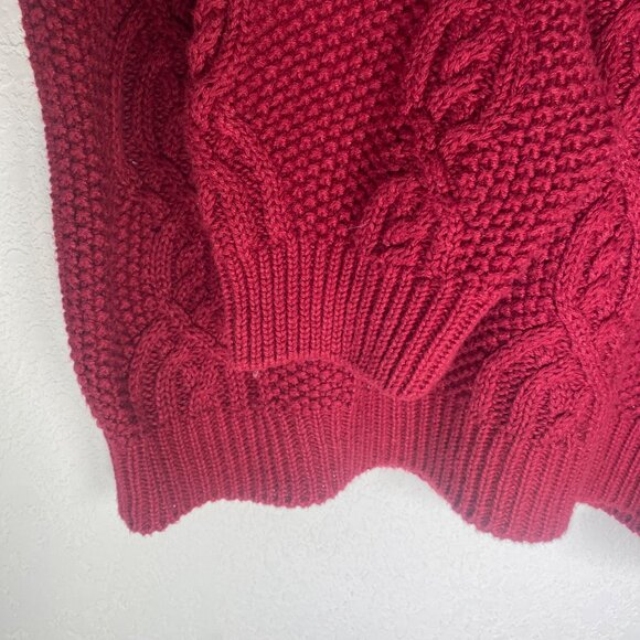 Ruff Hewn Chunky Cable Knit Sweater Womens L Ramie Cotton Crew Neck Cabin Core - Picture 4 of 13